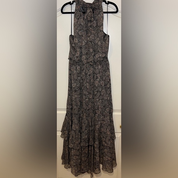 MISA Los Angeles Aneva Midi Halter Dress Paisley Shimmer White WMN SZ MEDIUM NWT - Picture 8 of 13